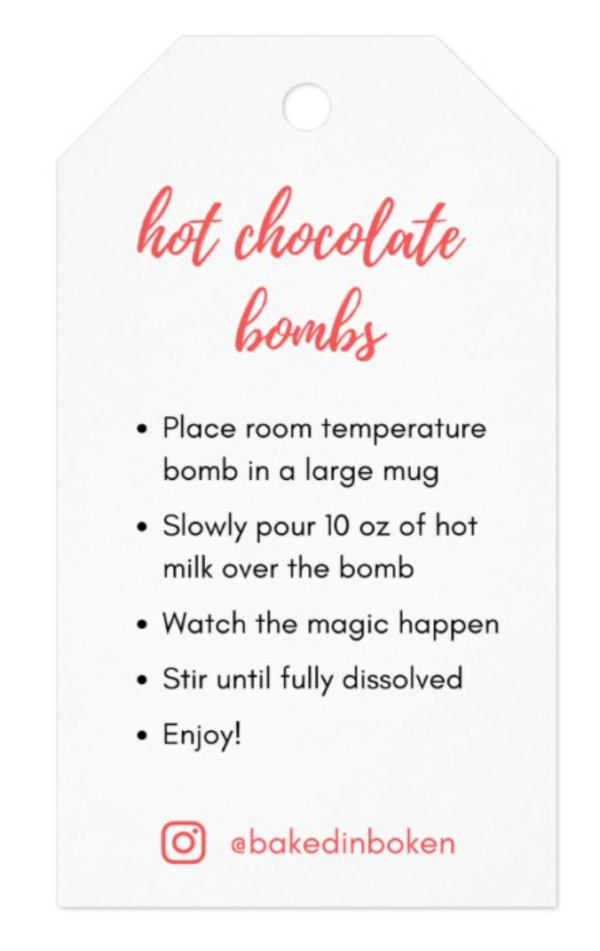 Hot Chocolate Bomb Tag